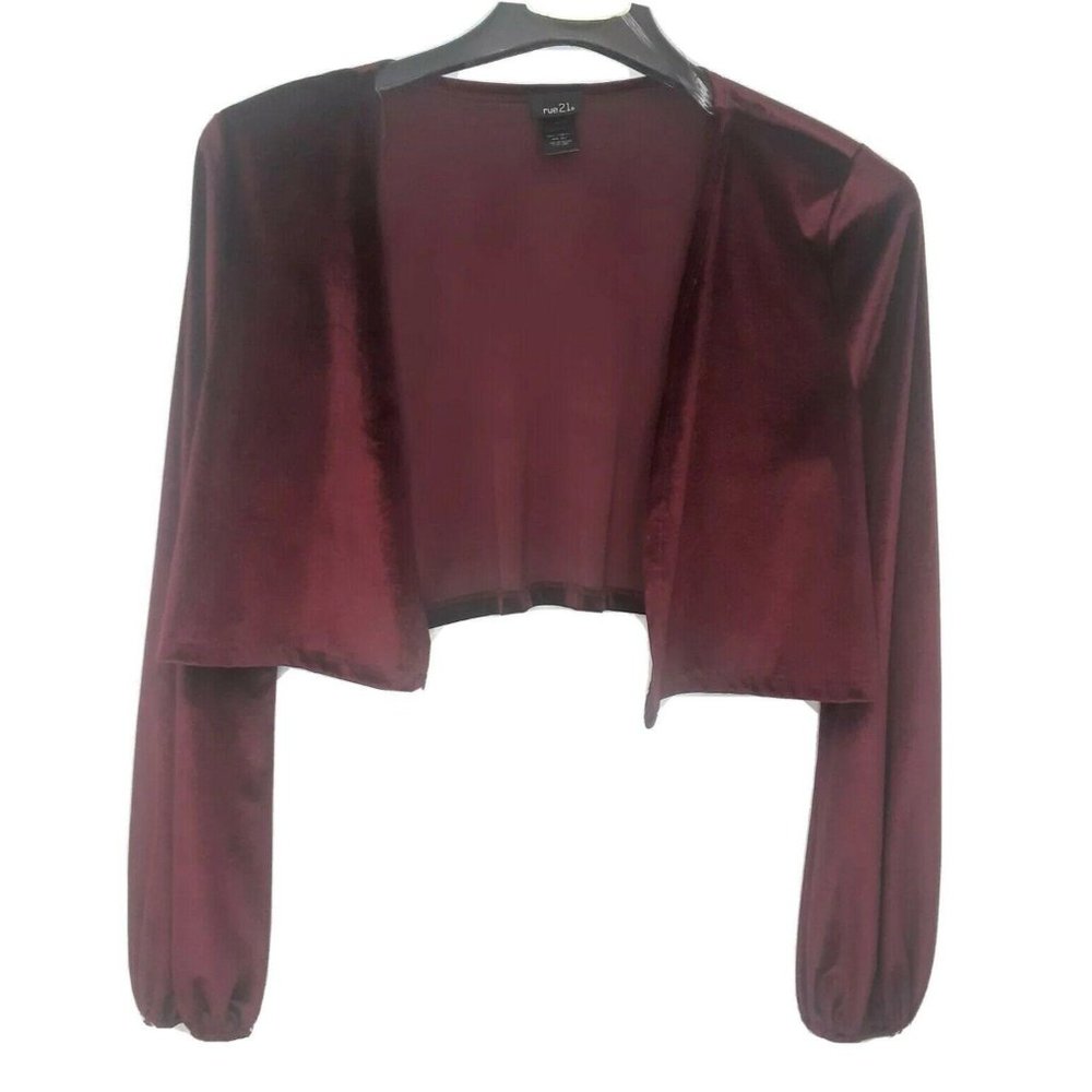 Rue 21 Velvet Tie Front Shrug Juniors XL Burgandy